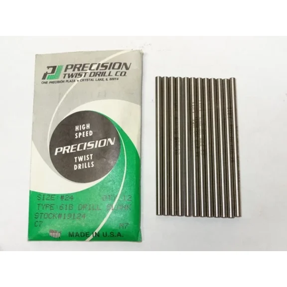 12 Pcs Ptd 24 Number #24 X 3-1/8" Hss Precision Twist Drills Blanks Usa 19124