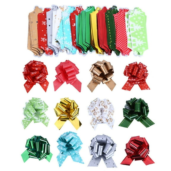 12 Pcs Pull Bow Gift Ribbons Flower Wrappers for Wedding Events Birthday Decoration Happy New Year Christmas Gifts Decoration