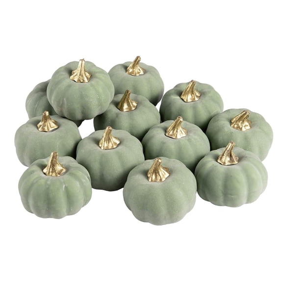 12 Pcs Pumpkin Fall Decorations,Decorative Small Outdoor Foam Plastic Fake Faux Artificial Pumpkins for Halloween Thanksgiving Autumn Harvest Festival Home Table Decor(2.95x2.55")