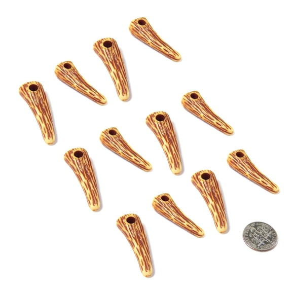 12 Pcs Quality Acrylic Beads Jewelry Craft Necklace Choker Bracelet Earrings African Ethenic- Spiked Tooth - Antique Brown- #BD2468