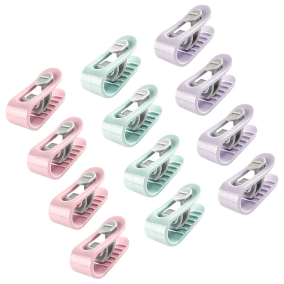 SOPOTUTU 12Pcs Assorted Color Quilt Clips Bed Sheet Fixing Clamps No Needle Thread Required Anti Slip ABS