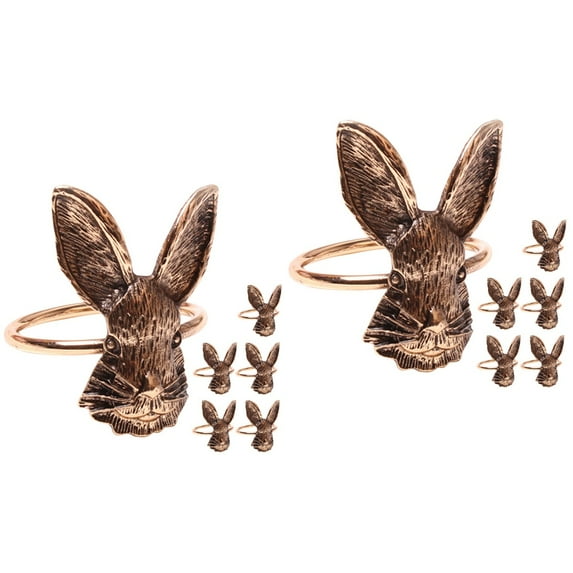 12 Pcs Rabbit Napkin Rings Holder Gold Animal for Napkins Alloy