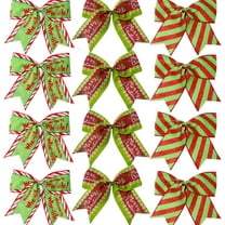 12 Pcs Red Green Christmas Bows,6 Inch Large Wreaths Bows for Tree Gift Wrapping Garland,Christmas Decoration Holiday Party Crafts Xmas Tree Ribbon Ornaments