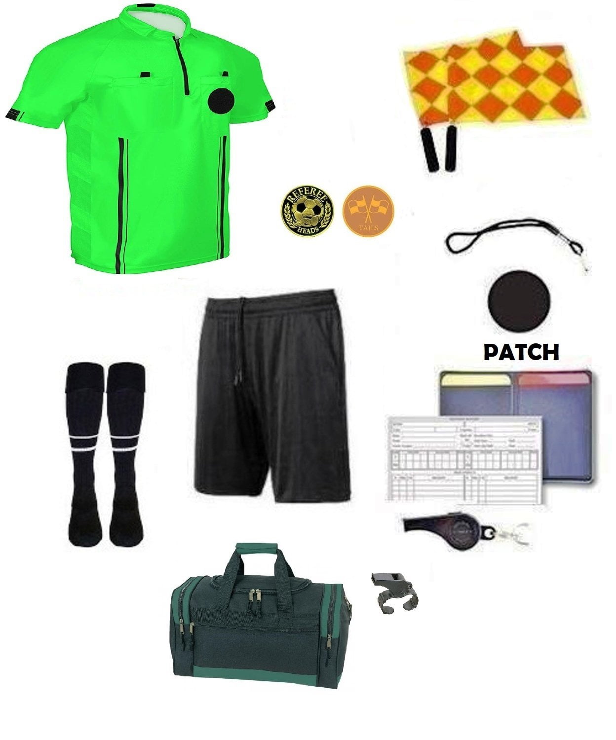 12 Pcs Referee Soccer Package Kit Men Jersey Ref Shirt Linesman Flags