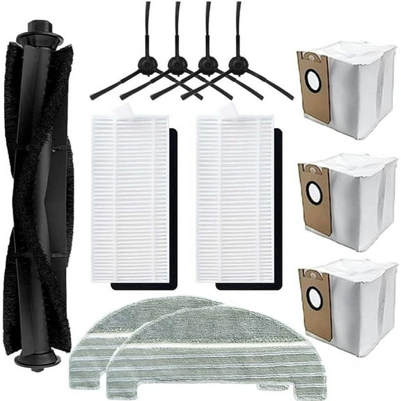 12 Pcs Replacement Accessory Set for iHome AutoVac Nova Self Empty, for Proscenic M8 Pro Robot Vacuums Spare Part Kit, 1 Main Brush 3 Dust Bags 4 Side Brush 2 Filters 2 Mop Pads