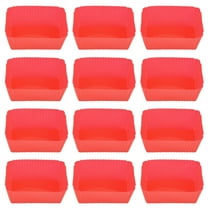 12 Pcs Reusable Silicone Cupcake Liners in Red, Non-Stick Square Cake Molds for Baking Muffin Cheesecake, Freezer Microwave Dishwasher Safe Kitchen Accessories, 12X Rectangular Silicone Cake Cups
