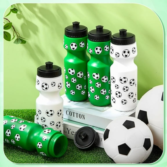 12 Pcs Reusable Sports Water Bottles Soccer Theme for Gym, Party, Team Gifts