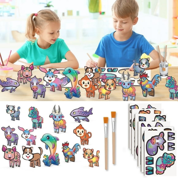 TEIPUERY 12Pcs Reusable Water Doodle Painting Puzzle Toys Set with Painting Brush for Kids Gifts