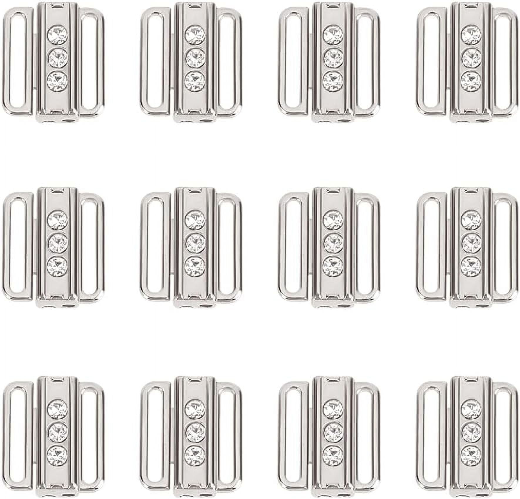 12 Pcs Rhinestone Bikini Connectors Bra Strap Hooks Metal Lingerie ...