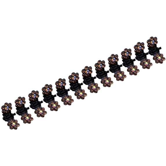 12 Pcs Rhinestone Flower Mini Hair Claws Clips for Girls Women - Golden