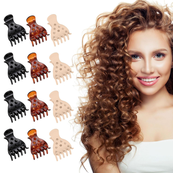 12 Pcs Root Lifting Hair Clips for Thick & Thin Hair, Volume Boosting Roller Jaw Clips, No Crease Hair Root Clips for Natural Volume & Curls, 6 Colors