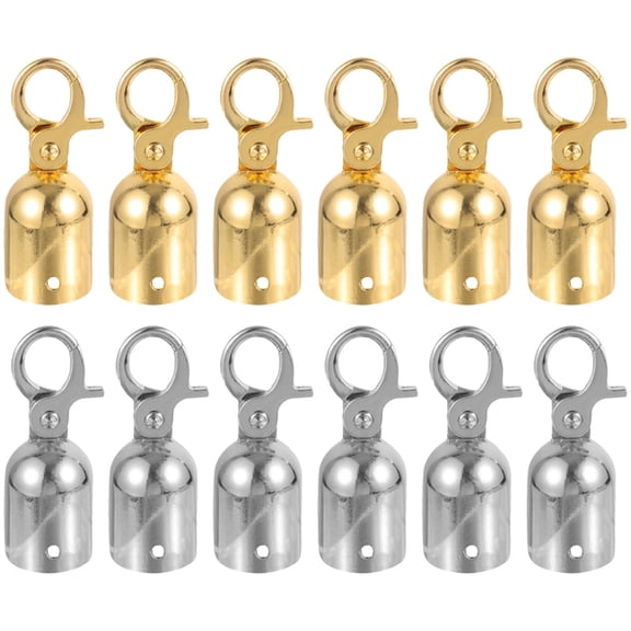 12 Pcs Rope End Stop Hooks Cord Cap with Fastener Guardrail Stopper Caps Bell Ends