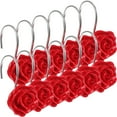 thumbnail image 1 of Homoyoyo Red Rose Shower Curtain Hooks with Resin and Stainless Steel, Bathroom Accessories, 1 of 6