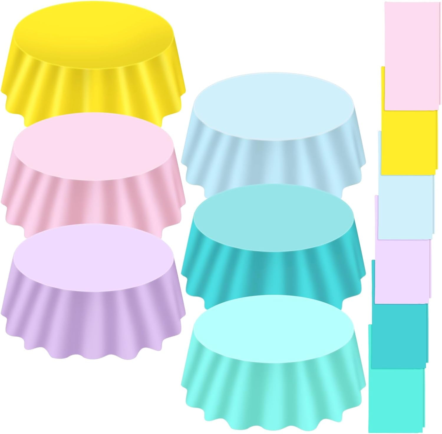 12 Pcs Round Plastic Disposable Tablecloth Set - Elegant White and Sage ...