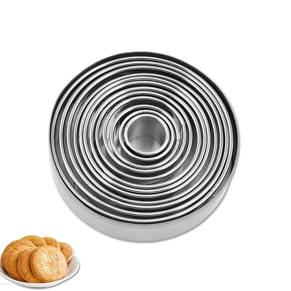 12 Pcs Round Shape Pastry Cutters Cake Cookie Biscuit Cutter Set Stainless Steel DIY Baking Mold For Christmas Birthday Wedding Party
