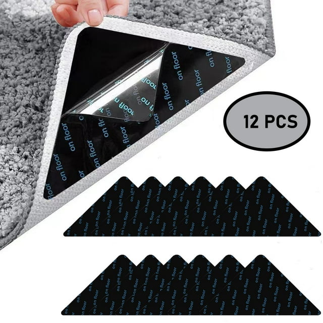 Ricihene 12 Pcs Rug Gripper, Double Sided AntiSlip Carpet Tape for