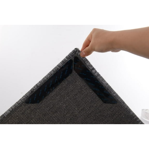 12 Pcs Rug Tape,Dual Sided Washable Removable Prevent Curling Rug Corner Holder,Keep Rug in Place Non Slip Adhesive Rug Stopper for Hardwood Floors and Tile