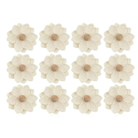 12 Pcs Rustic Handmade Burlap Flowers,Natural Burlap Craft Flower,Beige Rose Flowers for Bouquets,Decorative Burlap Flowers for DIY Craft,DIY Manual Decoration Accessories