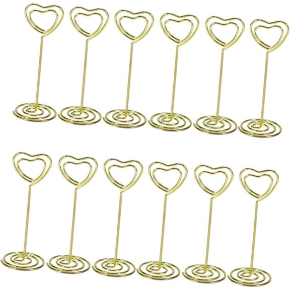 12 Pcs Rustic Picture Frames Small Display Shelf Gold Place Card Holder Table Sign Stand Metal