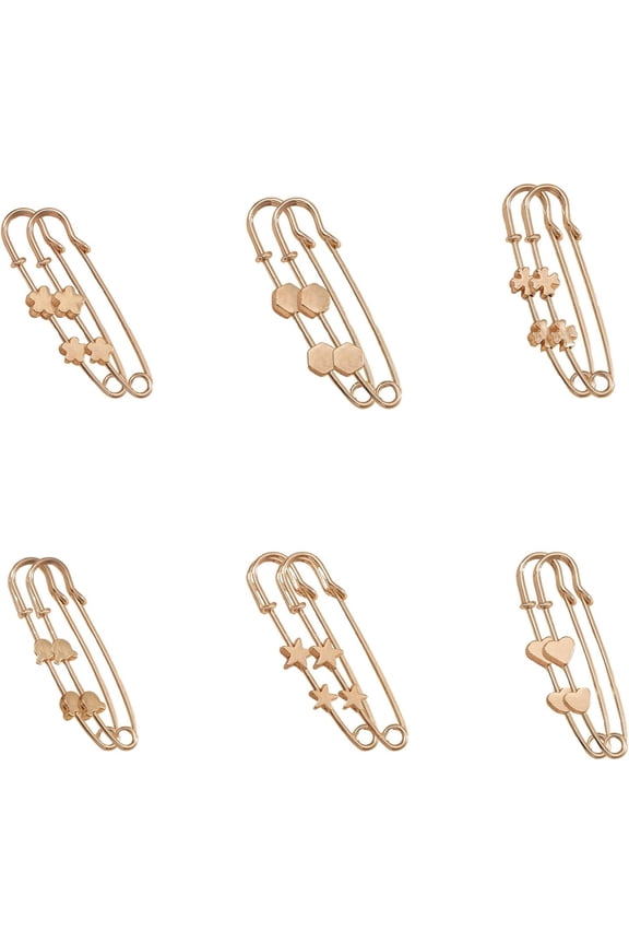 12 Pcs Safety Pins, Decorative Gold Clothes Pins for Clothing, Metal Accessories and Practical Pins for Clothing Sweater Shawl Decoration, Fabric Repair and Fashion Application
