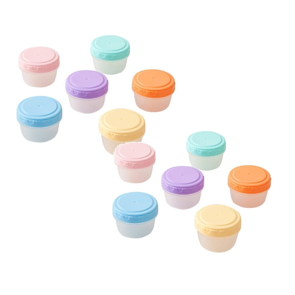 12 Pcs Salad Dressing Containers to Go with Lids Tiny Condiment Containers Freezer Storage Cups Reusable Leakproof Small Sauce Containers for Salad Dressing Sauce Leftover, 2.36"x1.77", Multicolor