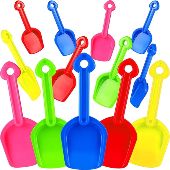 12 Pcs Sand Shovels Plastic Beach Shovels Bulk 7.7'' Colorful Scoop Set Summer Beach Toys, Random Colors