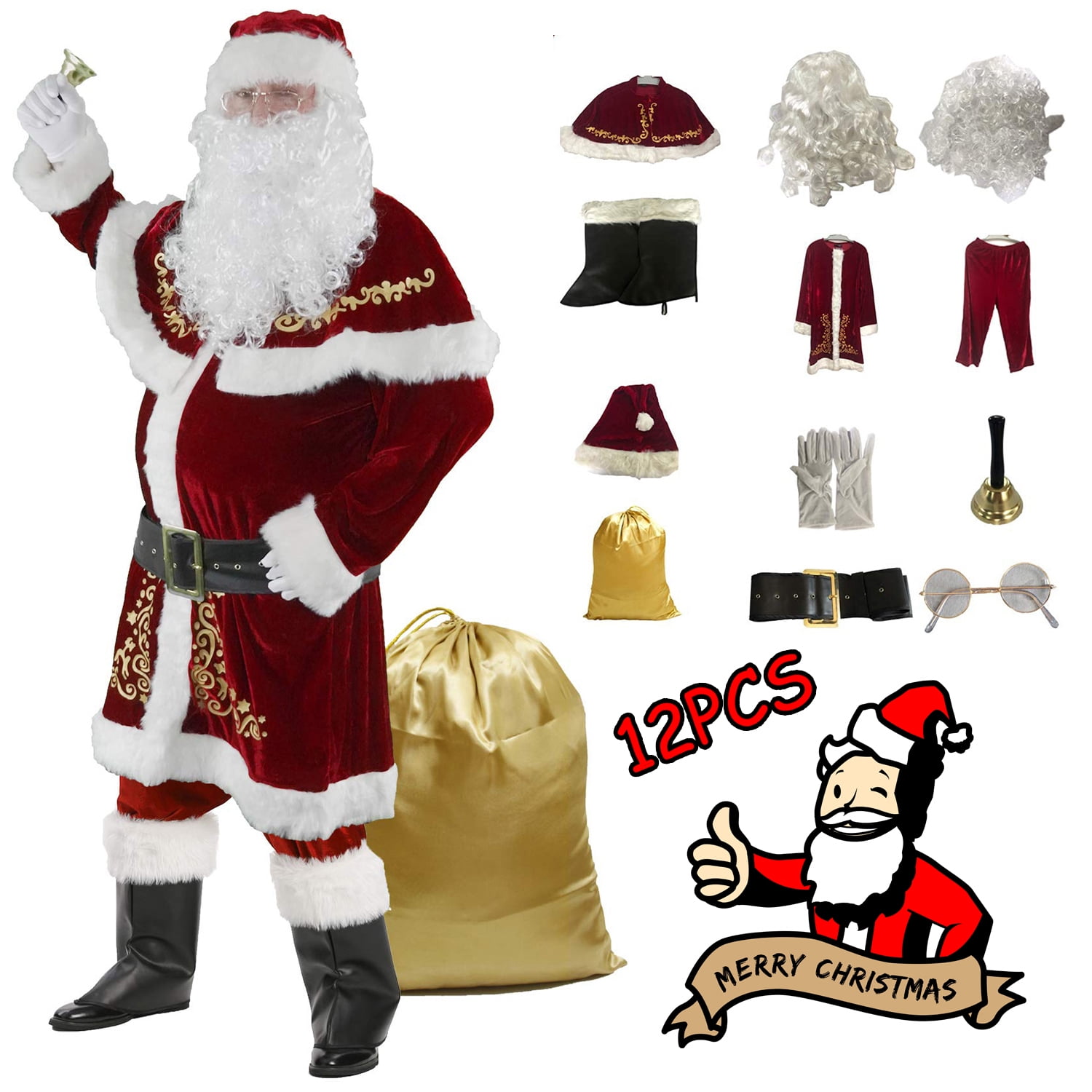 12 Pcs Santa Pub Crawl Adult Costume jmx