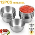 thumbnail image 1 of 12 Pcs Sauce Dipping Bowl 304 Stainless Steel Dipping Cups Round Sauce Dishes 1.58 oz (45ml) 2.17"x1.57"x1.06" Mini Reusable Seasoning Cups Dipping Cups for Home Party Restaurants Silver, 1 of 9