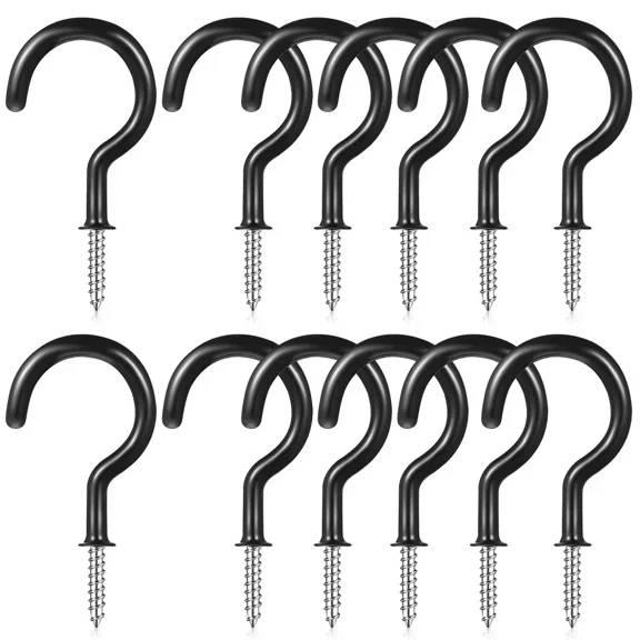 12 Pcs Screw-In Lamp Hook Cup Hanging Ceiling Hooks Heavy Duty With Screws