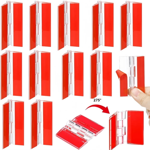 12 Pcs Self-Adhesive Clear Acrylic Hinge, TGY Transparent Plastic Folding Hinges, Clear Foldable Hinge Tools for Crafts, Cabinet, Display Stand 65x40mm