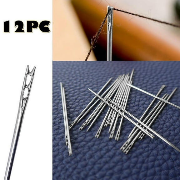12 Pcs Self-Threading Needles,3 Sizes Top Hanging Needles,Embroidery Blind Needles Kit,Hand Yarn Knitting Stitching Needles, Easy Threading Needles, for Diy Embroidery Mending Sewing Projects,12PCS