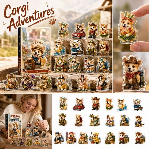 12 Pcs Set Corgi Travel Collectible Figurines with Detailed Resin Design,Miniature Animal Figurines for Office Desk Decor for Women and Dog Lover Gifts,Statues for Home Decor