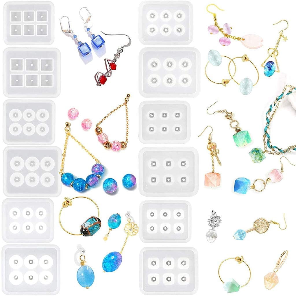 12 Pcs/Set DIY Crystal Epoxy Resin Mold Bracelet Necklace Beaded Silicone Mould Resin Casting,DIY Jewelry Holder,Home Decoration