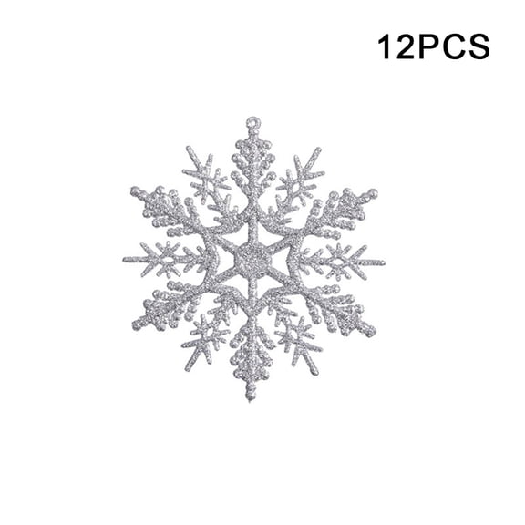 12 Pcs/Set Sparkly Glitter Snowflake Christmas Ornaments Xmas Tree Hanger