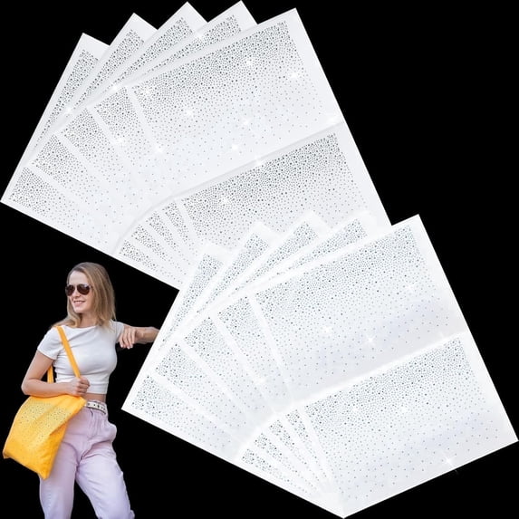 Zcintert 12-Sheet 2-4mm AB Colored Rhinestone Iron-on Hotfix Decals for Clothing Embellishment
