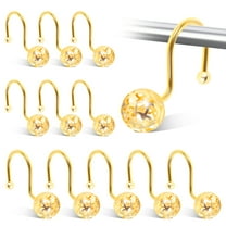 Fkszll 12 Pcs Shower Curtain Hooks Metal Shower Curtain Rings Decorative Shower Curtain Hangers Rustproof Bath Accessories Set for Bathroom Home Decor, Gold