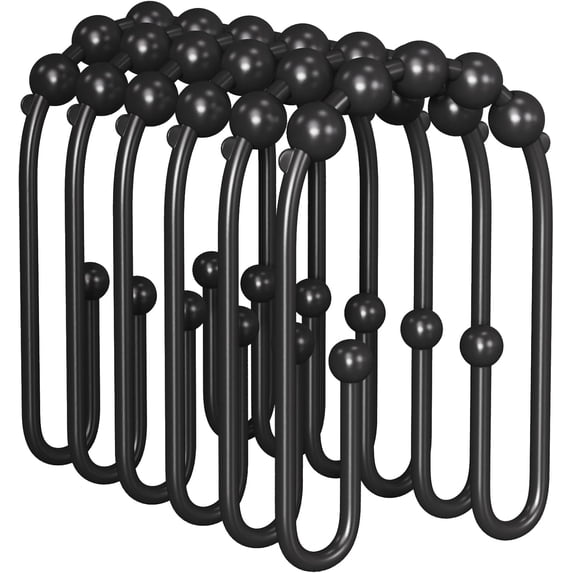 12 Pcs Shower Curtain Hooks, Metal Shower Curtain Rings Rust Proof, Double Sided Shower Curtain Hooks for Shower Curtain Liner Smooth