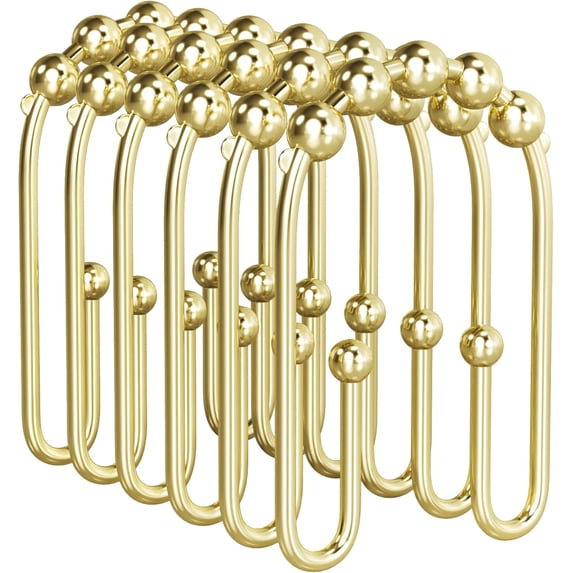 12 Pcs Shower Curtain Hooks, Metal Shower Curtain Rings Rust Proof, Double Sided Shower Curtain Hooks for Shower Curtain Liner Smooth