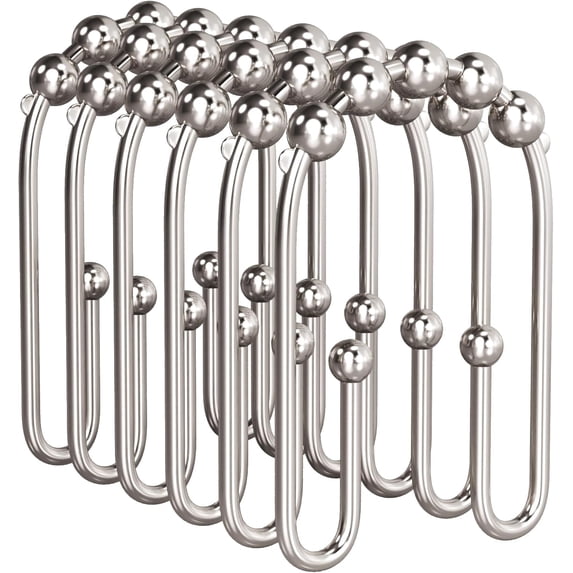 12 Pcs Shower Curtain Hooks, Metal Shower Curtain Rings Rust Proof, Double Sided Shower Curtain Hooks for Shower Curtain Liner Smooth