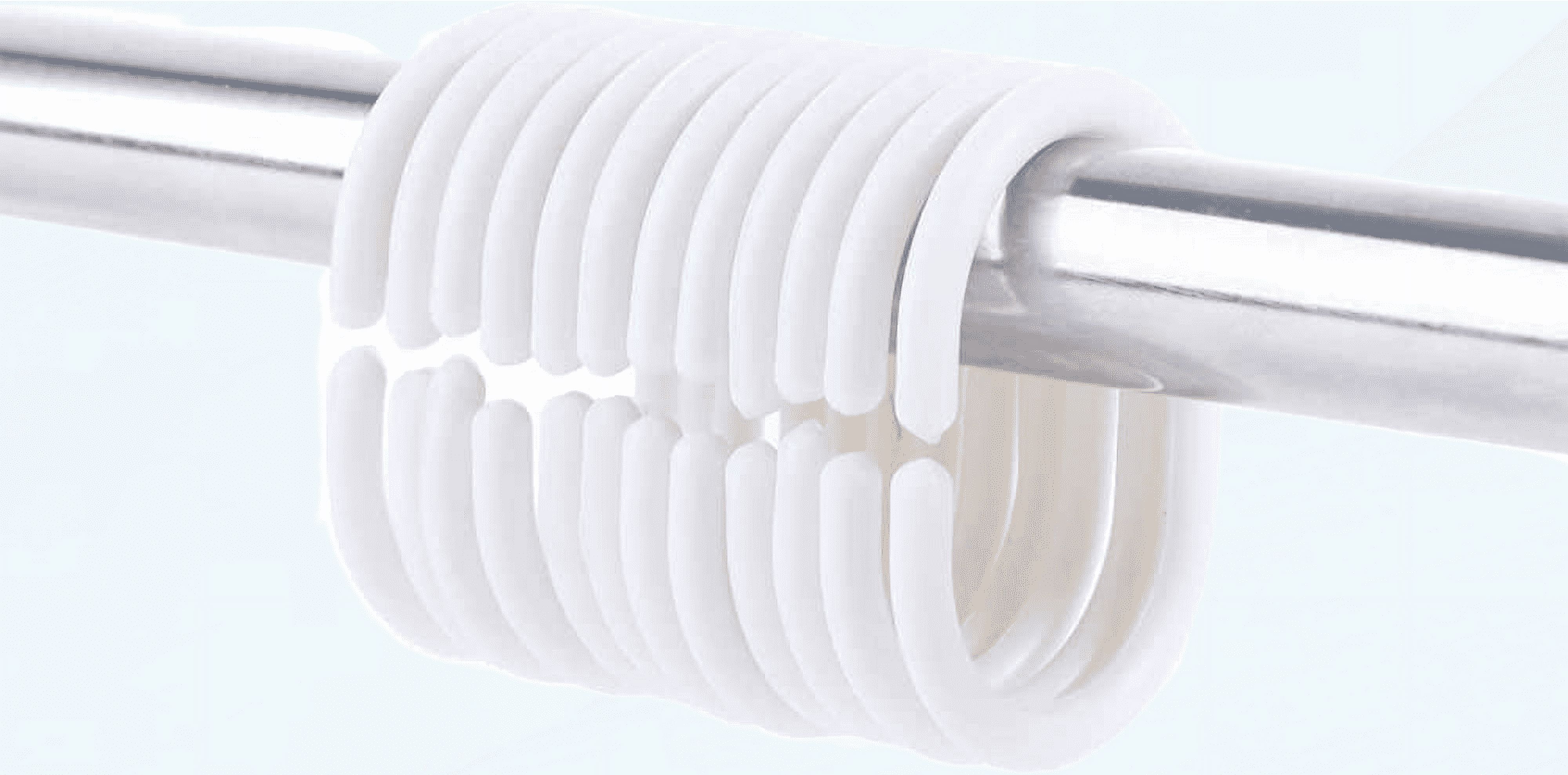 White Plastic Shower Curtain Hooks Set of 12