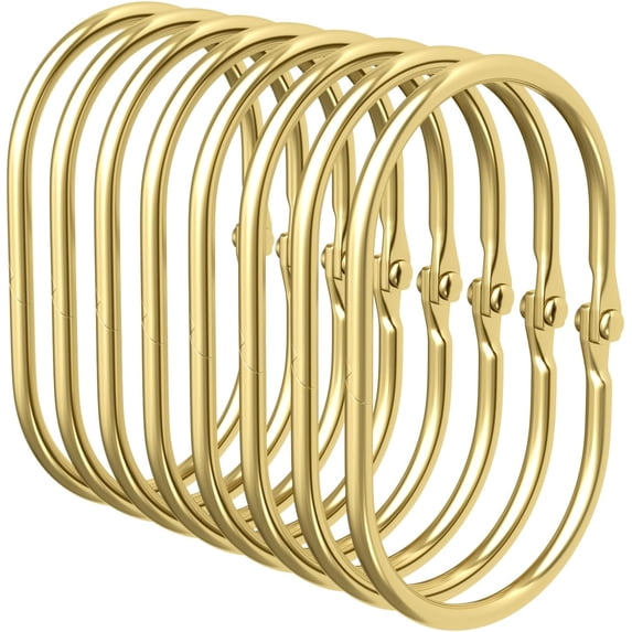 12 Pcs Shower Curtain Rings, Shower Curtain Hooks Rust Proof Shower Rings for Curtain, Gold Snap Joint Shower Curtain Clips
