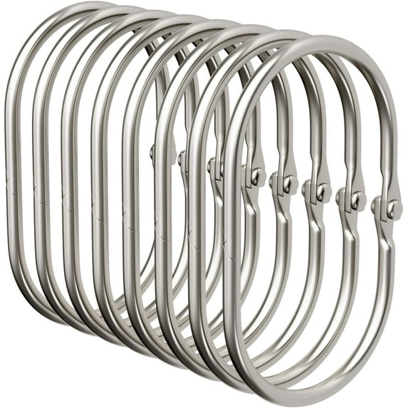 12 Pcs Shower Curtain Rings, Shower Curtain Hooks Rust Proof Shower Rings for Curtain, Silver Snap Joint Shower Curtain Clips