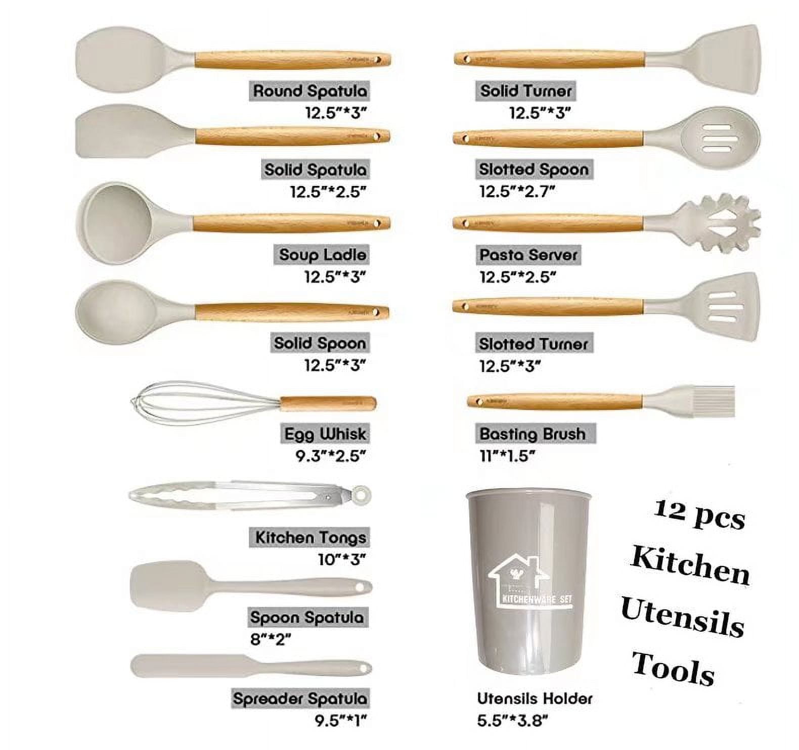 Silicone Cooking Utensils Kitchen Utensil Set, 12 PCS Wooden Handle  Nontoxic BPA Free Silicone Spoon…See more Silicone Cooking Utensils Kitchen