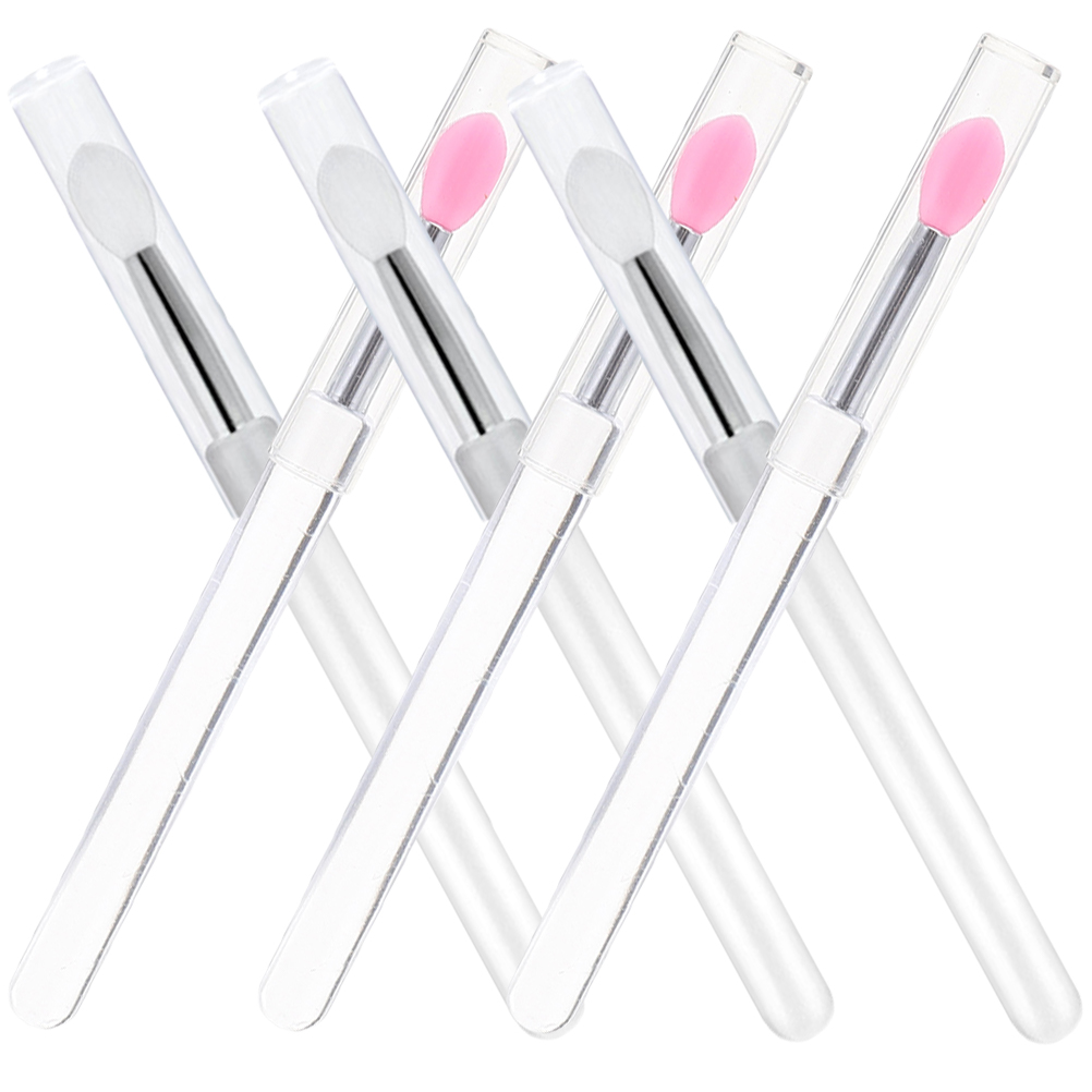 12 Pcs Silicone Lip Brush with Lid Applicators Makeup Use Lipstick Mask Spoons Small Cosmetic