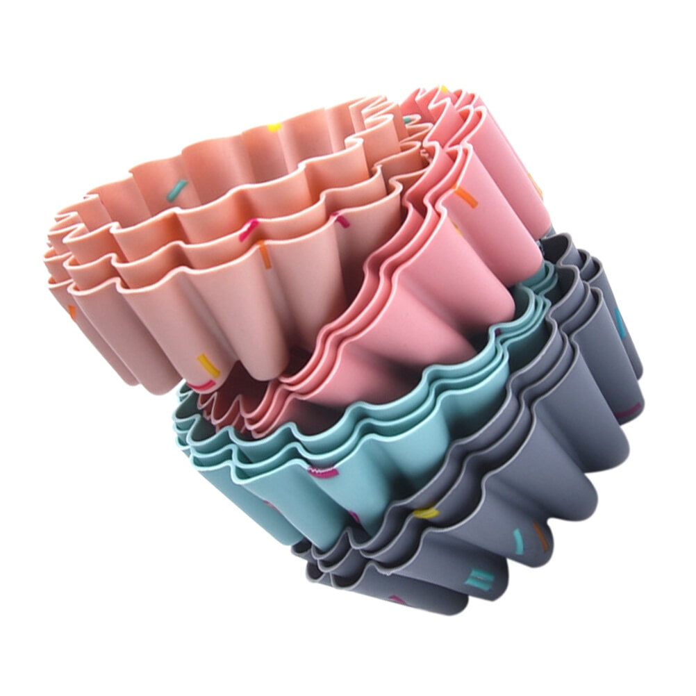 12 Pcs Silicone Muffin Cup Cake Molds Oven Safe Molds Parchment Cup