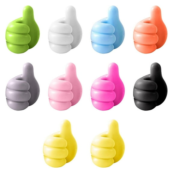 12 Pcs Silicone Thumb Wall Hooks, Silicone Thumb Holder, Adhesive Cable Clip, Wire Organizer, Multi-Function Colorful Thumb Cable Organizer Clips for Desk eys, Pencils, Charging Cables