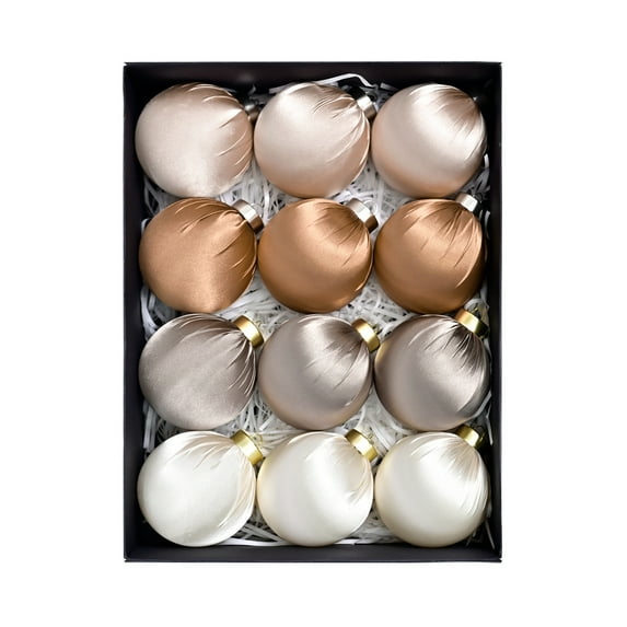 12 Pcs Silk Satin Christmas Balls Bulk Christmas Tree Ball Ornaments Plastic Xmars Party Wedding Decorative Hanging Ornaments, 2.4 Inch