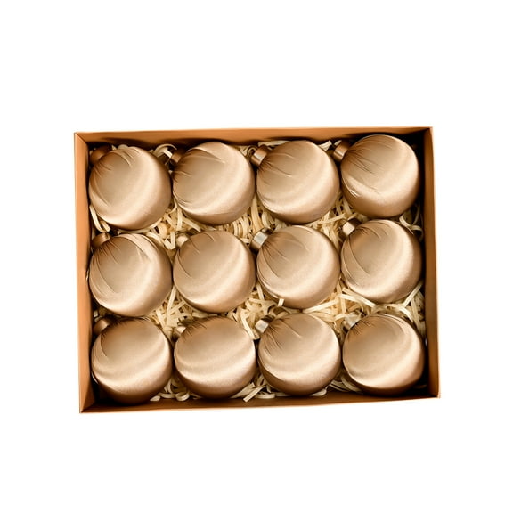 12 Pcs Silk satin Christmas Balls Bulk Christmas Tree Ball Ornaments Plastic Xmars Party Wedding Decorative Hanging Ornaments,2.4"