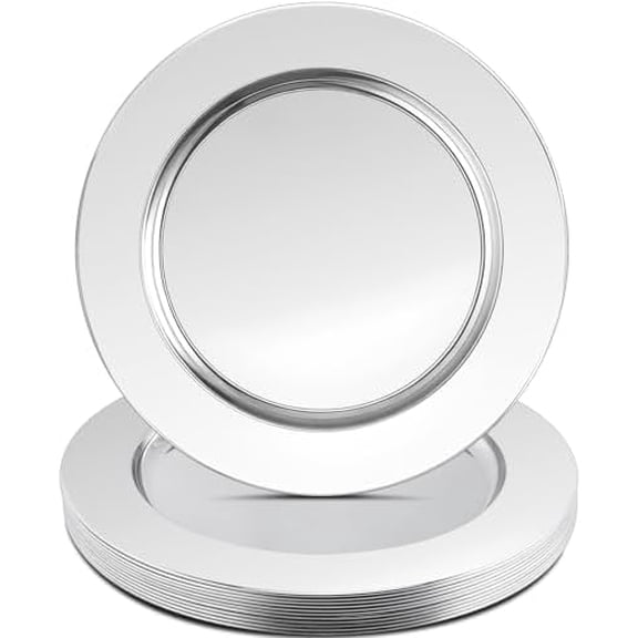 12 Pcs Silver Charger Plates, 13 Inch Stainless Steel Charger Plates, Metal Round Dinner Chargers for Dinner Plate, Wedding, Party, Event Decoration$$Home Decor, Kitchen, & Other