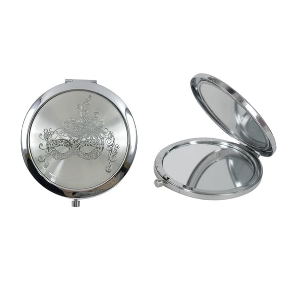 12 Pcs Silver Masquerade Mask Compact Mirrors - Quinceanera/ Sweet 16/ Bridal Shower/ Birthday Favors for Guests GG090S/G